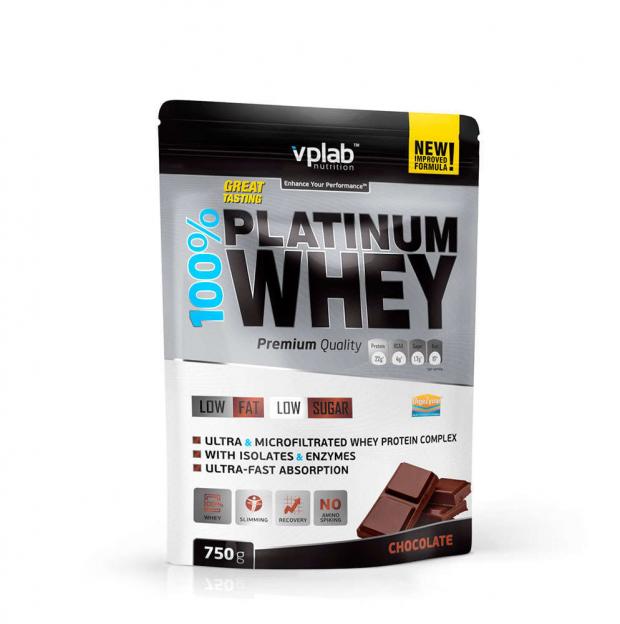 Протеин VPlab 100% Platinum Whey шоколад, 750 г