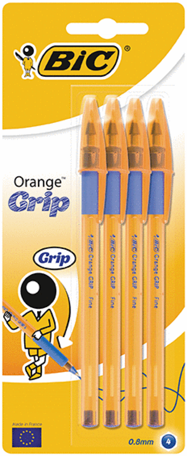 

Набор шариковых ручек Bic Orange Grip синие, 4 шт