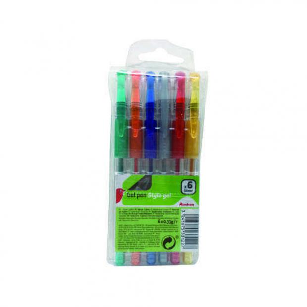 Набор гелевых ручек АШАН 09 мм 6 цветов 100₽