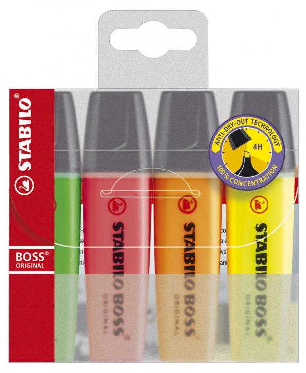 Набор текстовыделителей Stabilo Boss 4 шт 373₽