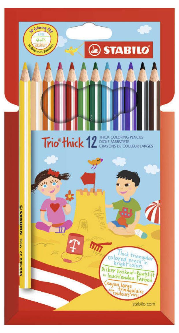 Набор цветных карандашей Stabilo Trio thick 12 цветов 399₽