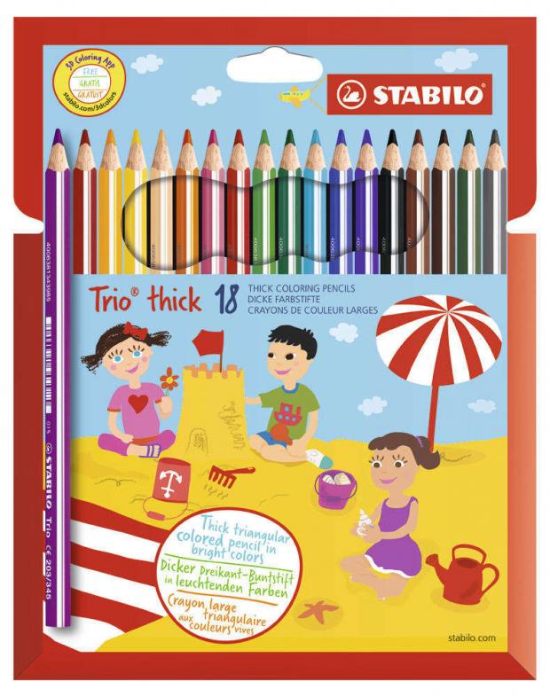 Набор цветных карандашей Stabilo Trio thick 18 цветов 580₽
