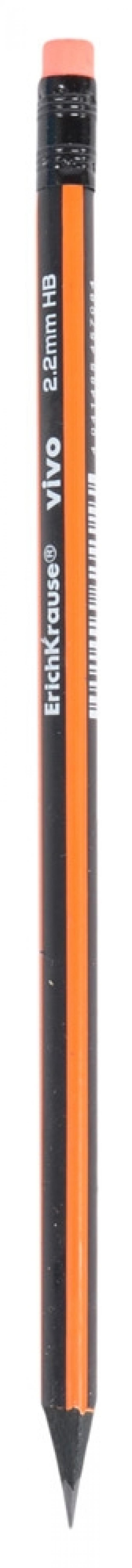 Карандаш Erich Krause чернографитный HB с ластиком, 2,2 мм картридж hi black hb cb541a