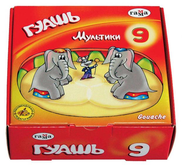 Гуашь Гамма Мультики 9 цветов 156₽