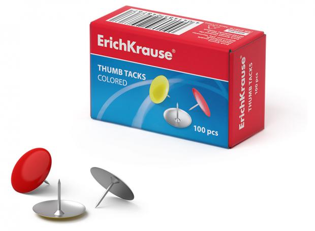 Кнопки металлические Erich Krause цветные никелированные 100 штук 39₽