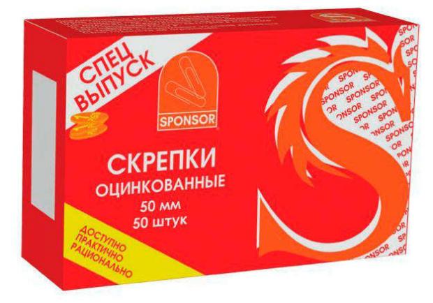 

Скрепки Sponsor никелированные 50 мм, 50 шт