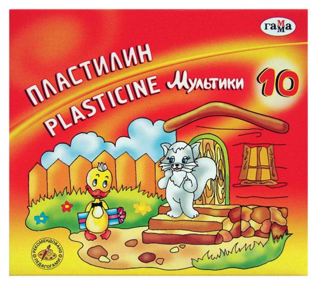 Пластилин Гамма Мультики со стеком 10 цветов 62₽