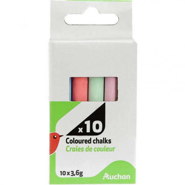 Мел школьный АШАН 10 цветов 26₽