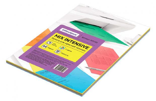 Бумага цветная OfficeSpace А4 5 цветов100 л 184₽