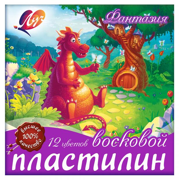 Пластилин Луч Фантазия восковой 12 цветов 100₽