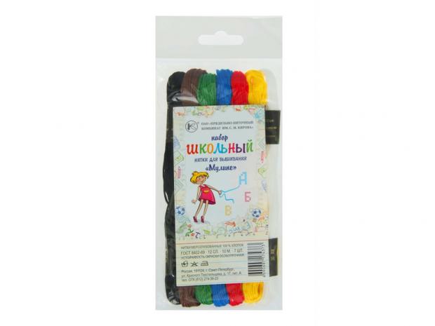 Набор вышивальных ниток ПНК им Кирова Школьный 5 мулине 7 цветов 10 м 90₽