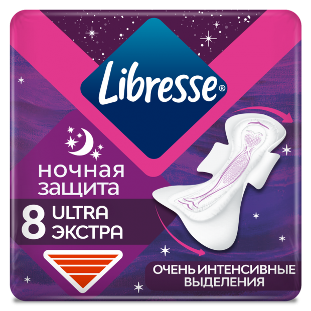 

Прокладки гигиенические Libresse Ultra Ночные Экстра с мягкой поверхностью 8 шт.