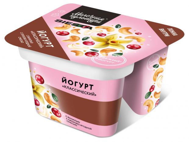 

Йогурт «Молочная культура» Siesta Классический с орехово-ягодной смесью 2,7-3,5%, 130 г