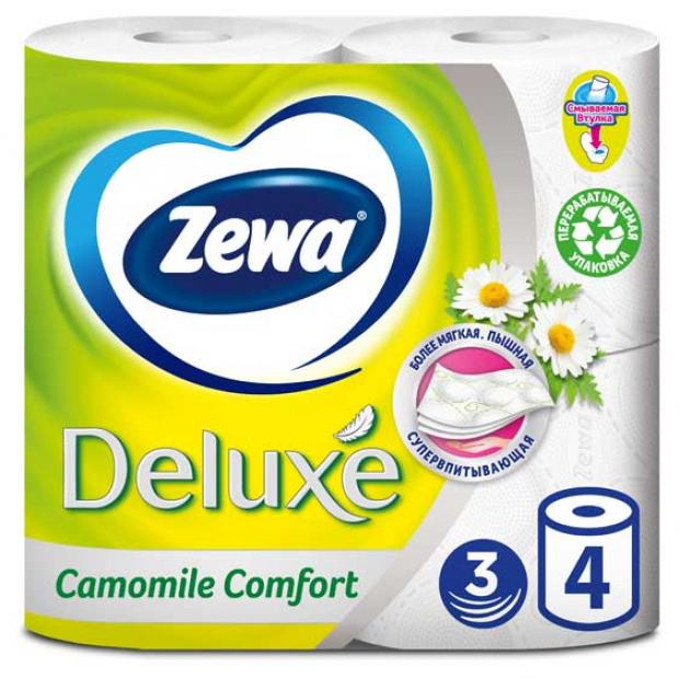 Туалетная бумага Zewa Deluxe Ромашка 3 слоя 4 рулона 124₽