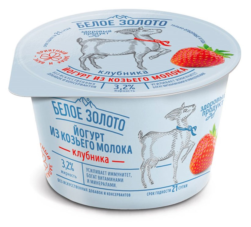 

Йогурт Белое Золото из козьего молока клубника 3,2% БЗМЖ, 150 г