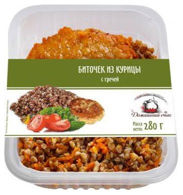 

Биточек Домашний очаг из курицы с гречкой, 280 г