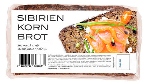 

Хлеб зерновой Сибирский Пекарь Sibirien Korn Brot Мультизерновой 6 злаков с полбой нарезка кирпич, 280 г