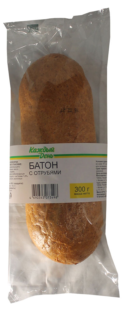 

Батон Каждый день с отрубями без сахара, 300 г