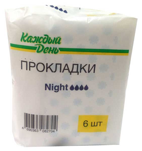 

Прокладки гигиенические Каждый день ночные, 6 шт