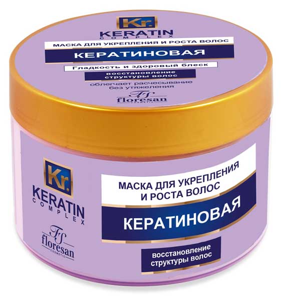 

Маска для волос Floresan кератиновая укрепление и рост, 450 мл