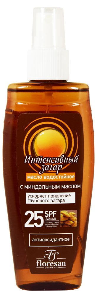 

Масло для загара Floresan Интенсивный загар водостойкое SPF 25, 150 мл