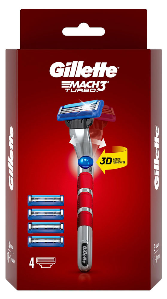 Изображение товара Мужская бритва Gillette Mach3 Turbo с 4 кассетами и символикой UEFA Champions League
