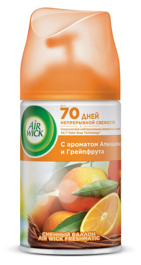 

Сменный баллон для освежителя воздуха AirWick Pure Апельсин и Грейпфрут, 250 мл