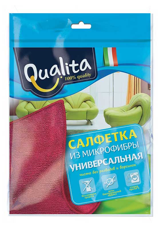 

Салфетка для уборки Qualita универcальная из микрофибры, 1 шт