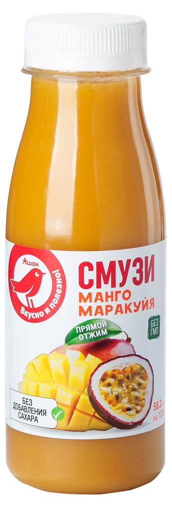 

Смузи АШАН Красная птица манго маракуйя, 250 мл