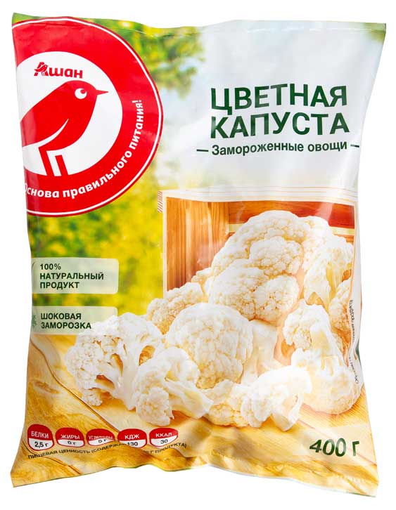 

Капуста цветная АШАН Красная птица замороженная, 400 г