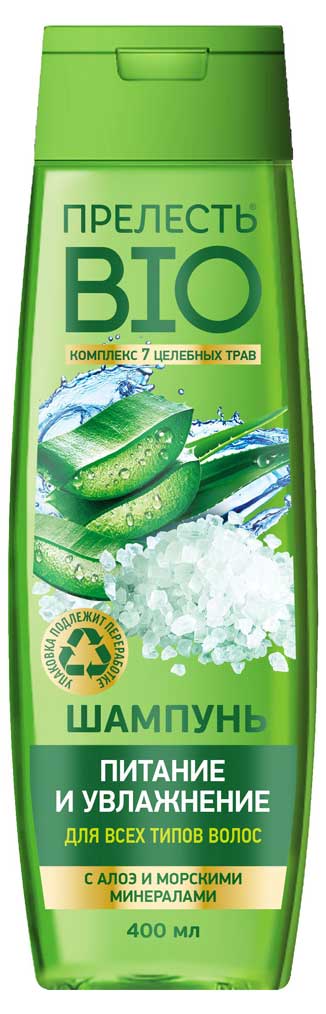 Изображение товара Шампунь для волос «Прелесть» Био Питание и увлажнение с морскими минералами и алоэ, 400 мл