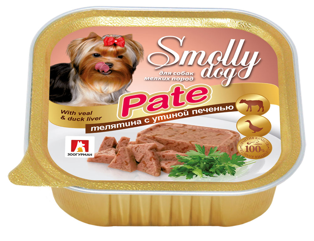

Корм для собак Зоогурман Smolly Dog, патэ с телятиной и утиной печенью, 100 г