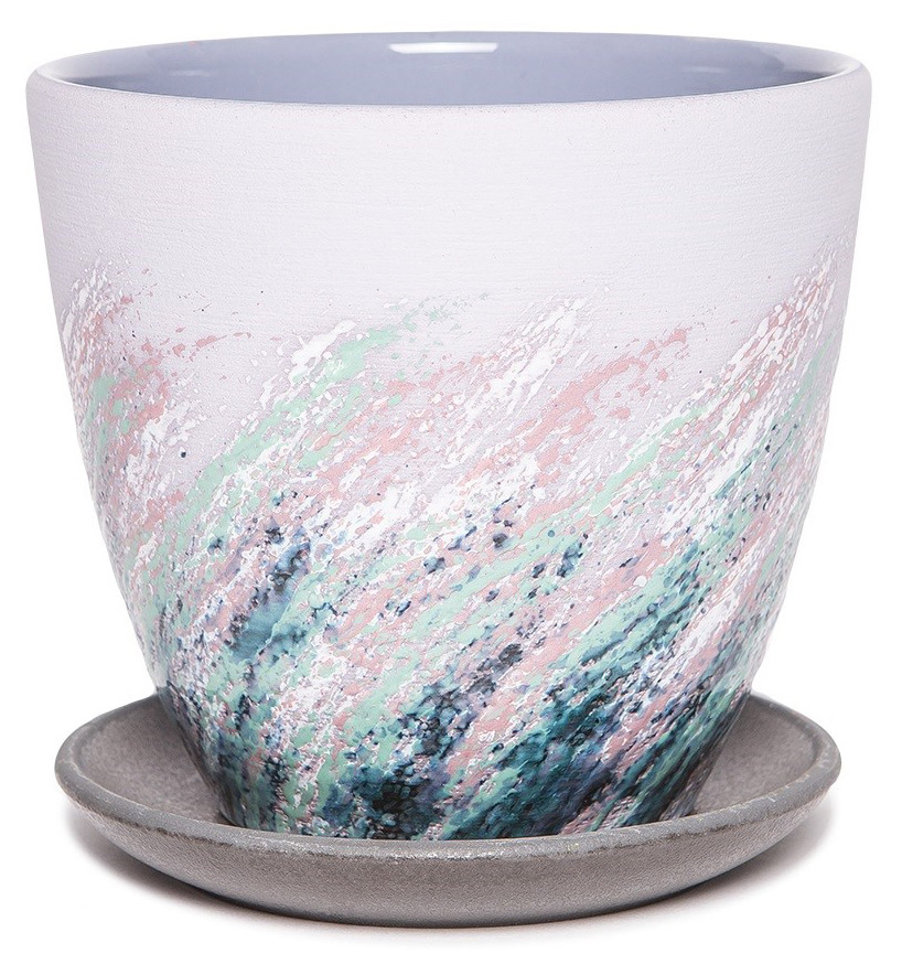 Изображение товара Горшок Живопись керамический сиреневый Ø12 см