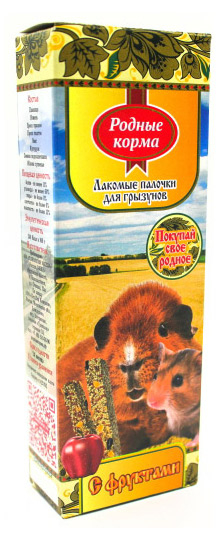 

Лакомство для грызунов Родные корма палочки с фруктами, 2х45 г