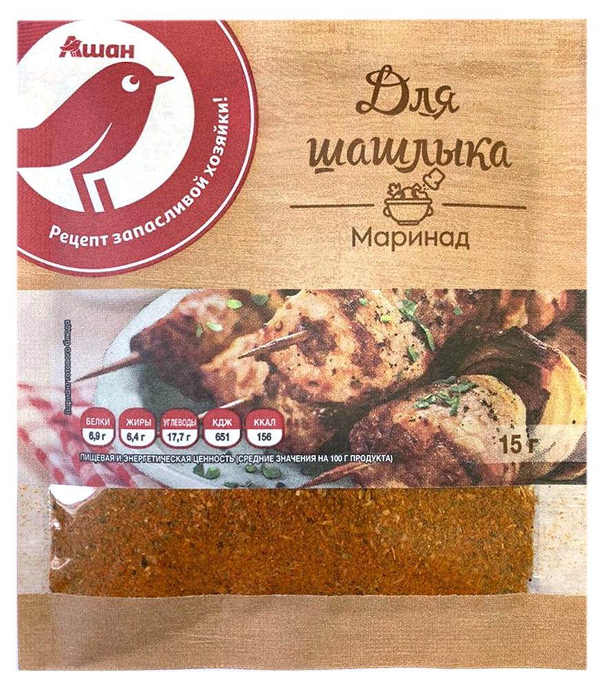 

Маринад сухой для шашлыка АШАН Красная птица, 15 г