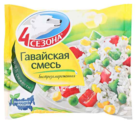 Изображение товара Смесь овощная «4 Сезона» Гавайская быстрозамороженная, 400 г