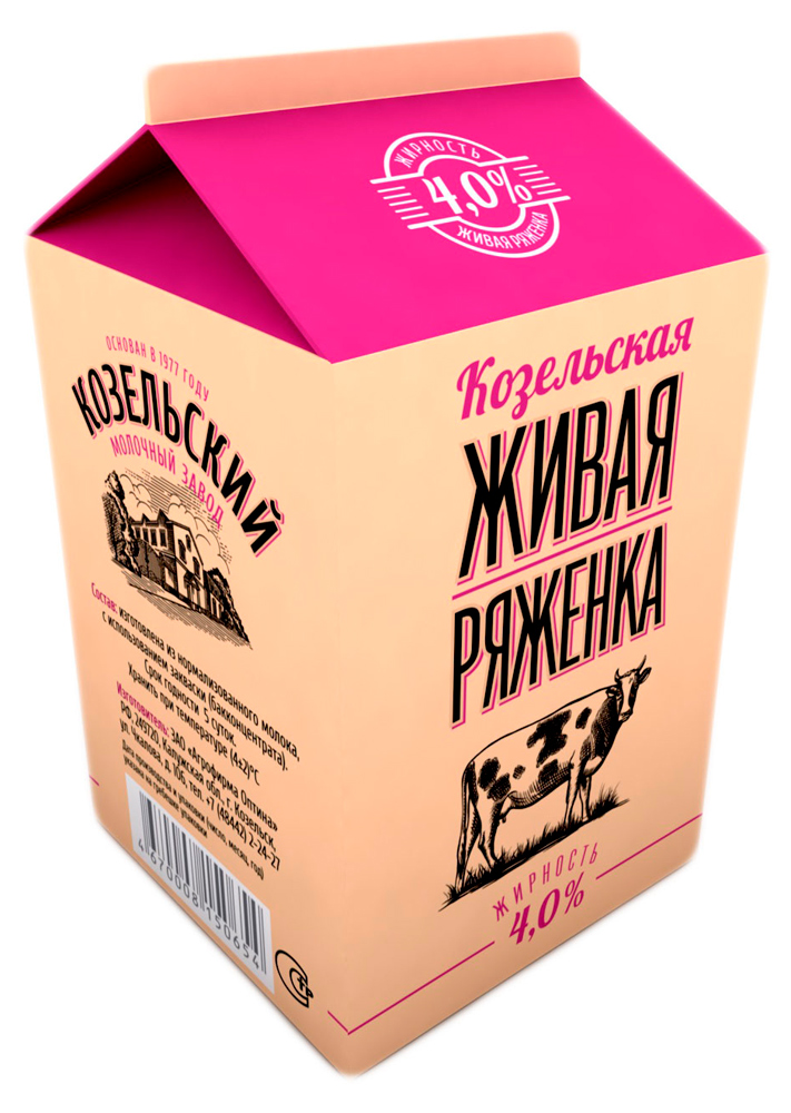 

Ряженка Козельское Молоко 4% БЗМЖ, 450 мл