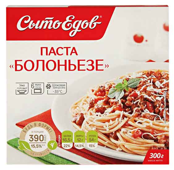 

Паста болоньезе Сытоедов в томатно-мясном соусе с сыром, 300 г
