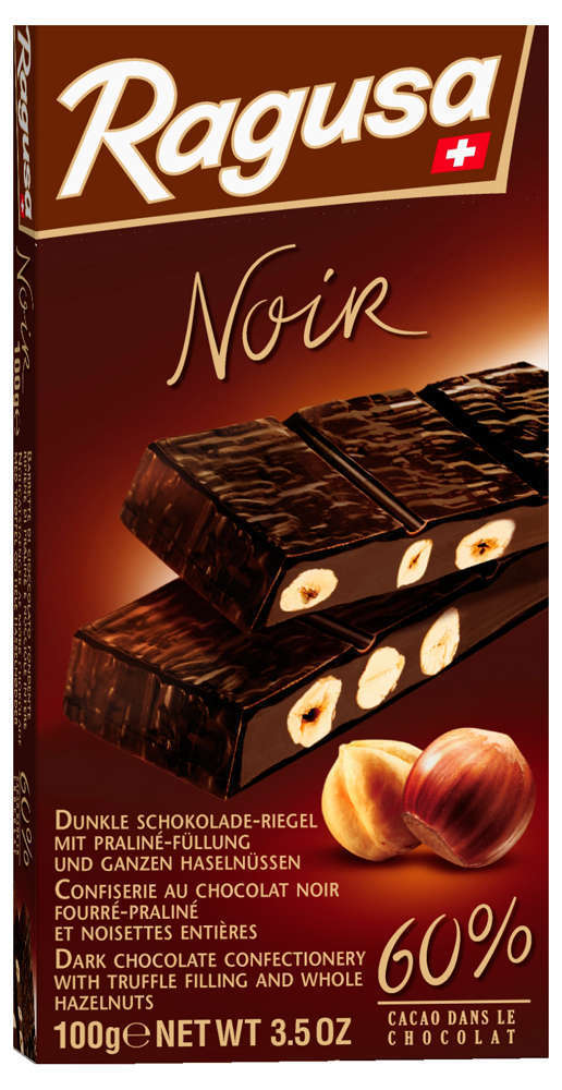 

Шоколад Ragusa Noir горький с трюфельной начинкой и орехами, 100 г