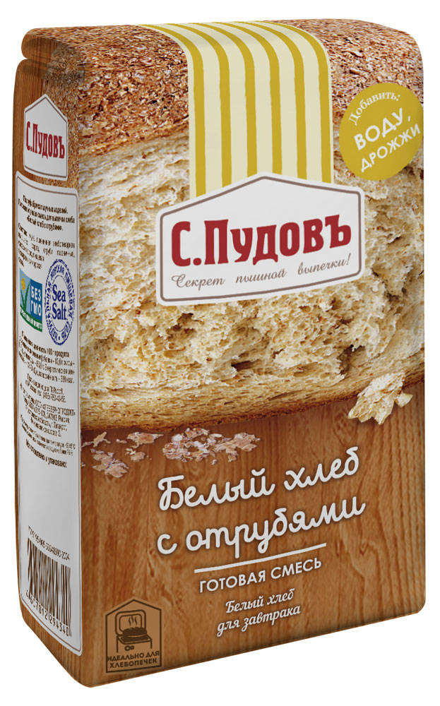

Смесь для выпечки С.Пудовъ белый хлеб с отрубями, 500 г