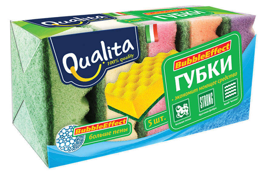 

Губка для посуды Qualita Bubble Effect, 5 шт