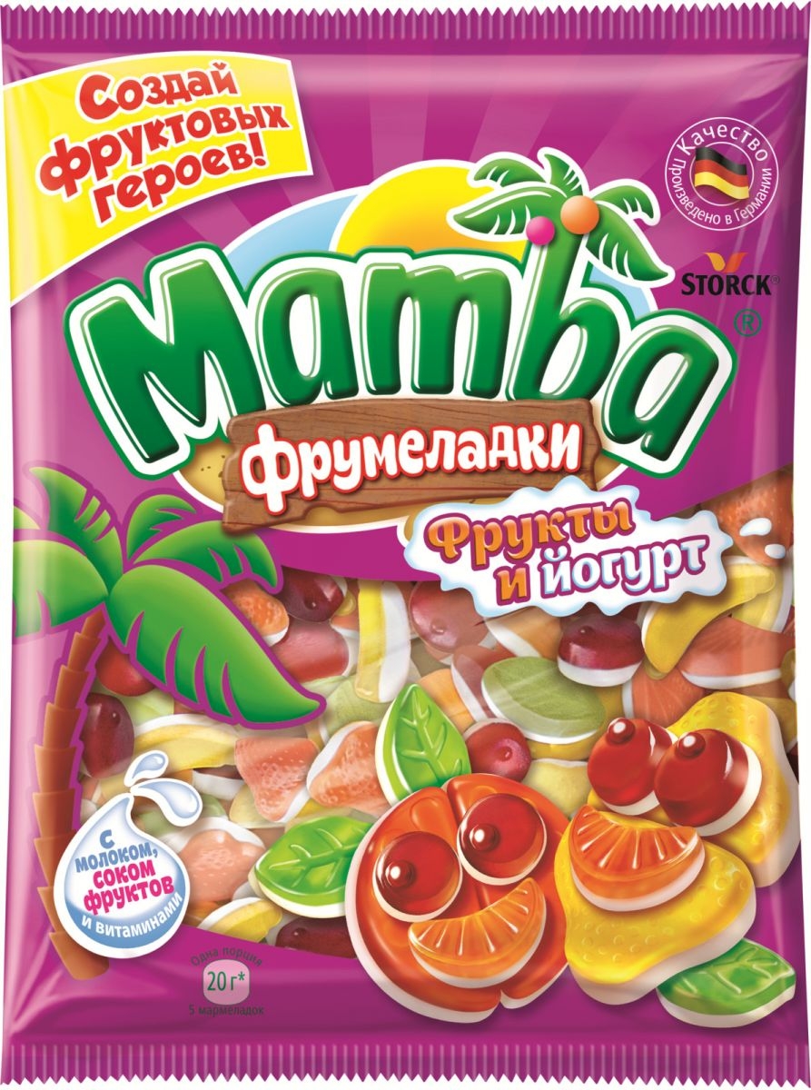 Изображение товара Мармелад Mamba Фрумеладки фрукты и йогурт, 140 г