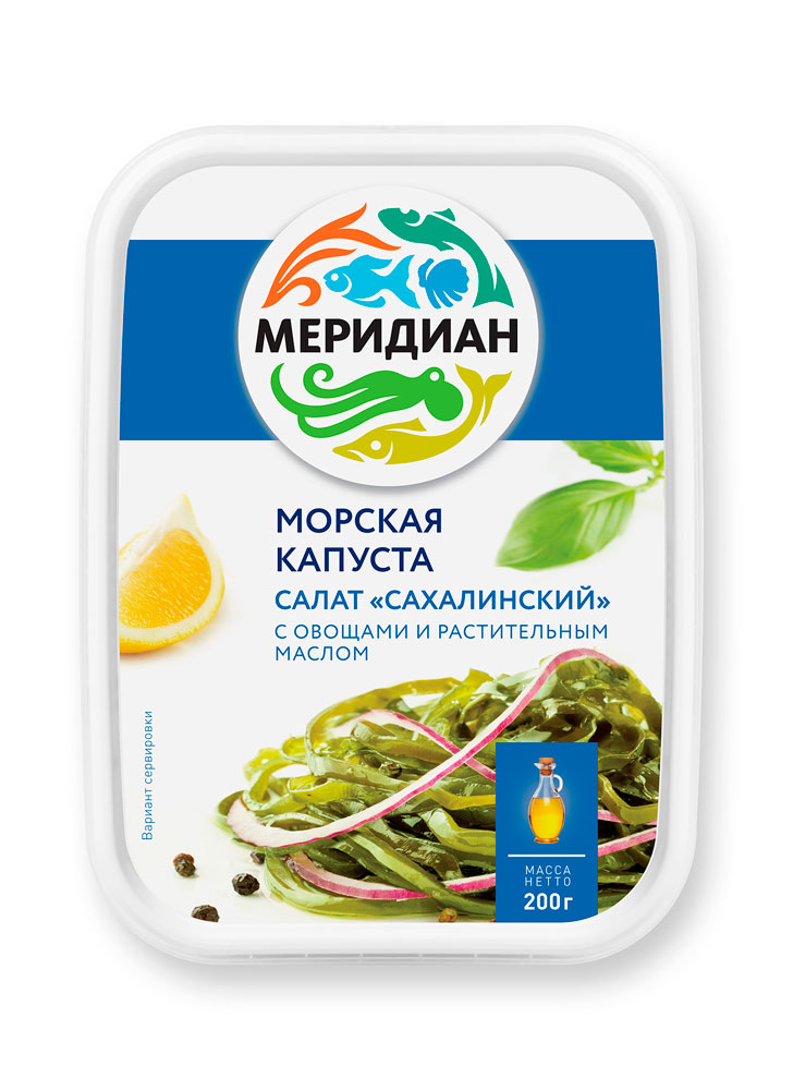 Салат из морской капусты кбжу. Салат из морской капусты витаминный 450 гр Меридиан. Салат Сахалинский Меридиан. Салат Сахалинский из морской капусты. Салат по сахалински с морской капустой.