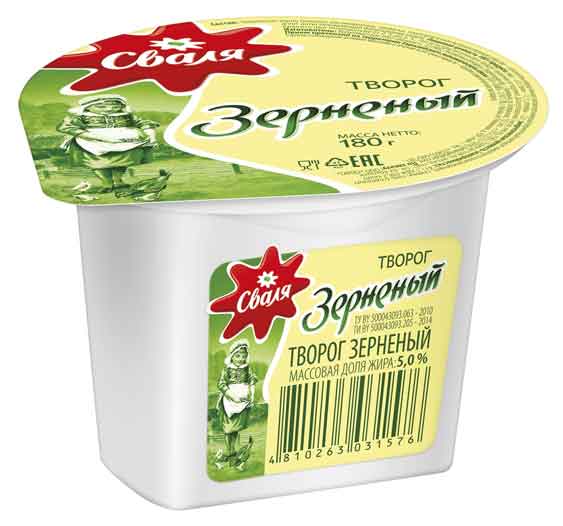 

Творог зерненый Сваля 5% БЗМЖ, 180 г