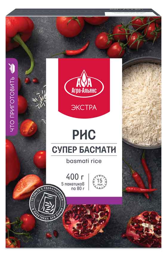 

Рис белый Агро-Альянс Басмати супер в пакетах для варки, 5х80 г