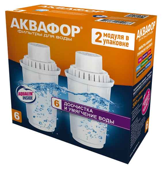 Изображение товара Универсальный модуль фильтра Аквафор В6 для кувшинов 7 см, набор 2 шт