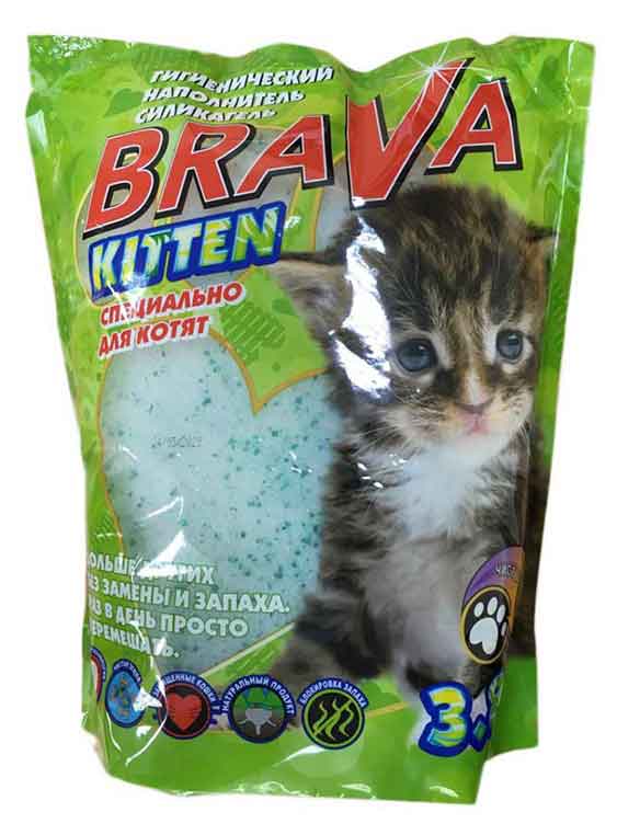 

Наполнитель для кошачьего туалета Brava Kitten силикагелевый для котят, 3,8 л