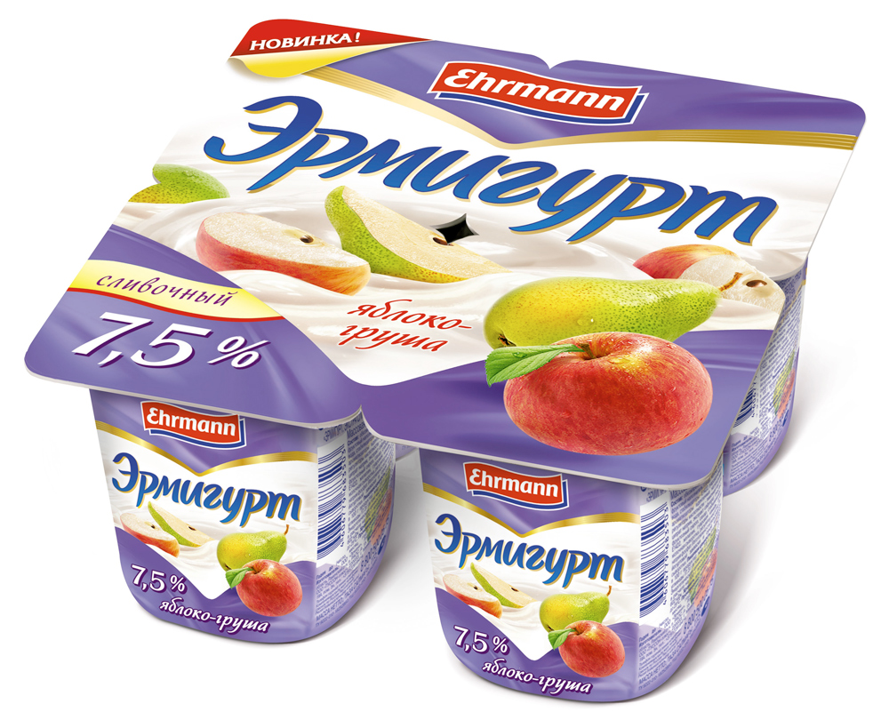 

Йогурт сливочный Ehrmann Эрмигурт клубника-земляника 7,5%, 100 г