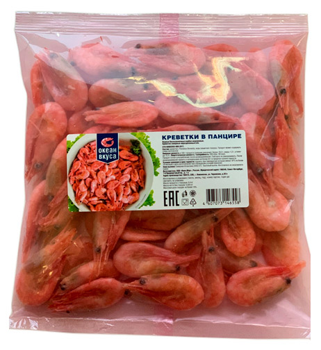 

Креветки Океан Вкуса в панцире варено-мороженные, 400 г