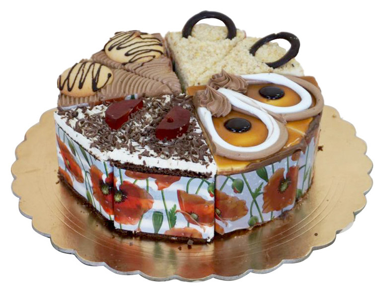 

Торт бисквитный Royal Baker Ассорти 3 порционный нарезка, 900 г